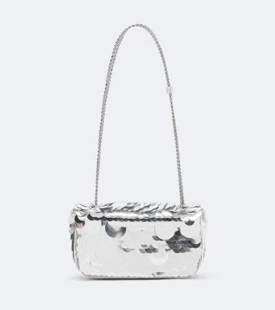 Rabanne Sparkle Mini Sequined Shoulder Bag In Silver