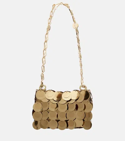 Rabanne Sparkle Nano Embellished Shoulder Bag In Gold