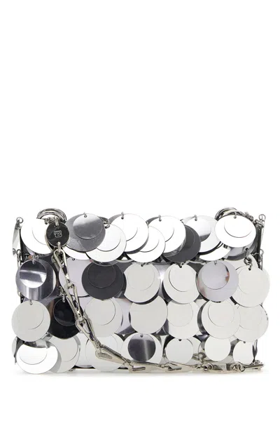 RABANNE PACO RABANNE SILVER MAXI SEQUINS NANO SHOULDER BAG