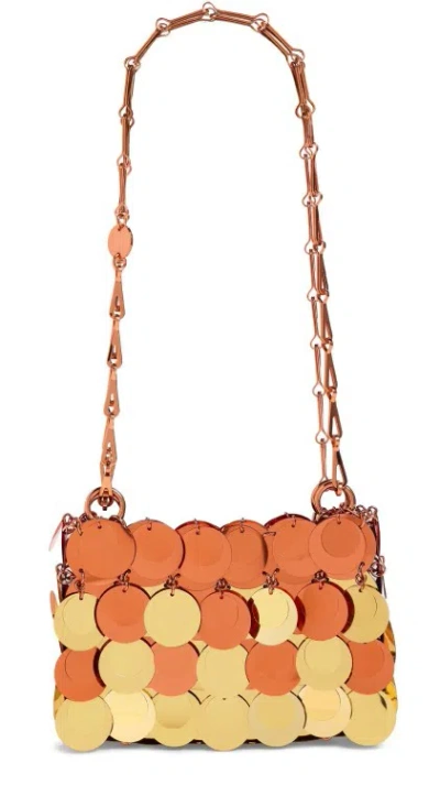 Rabanne Gold-tone Sun Date Sparkle Shoulder Bag In Orange