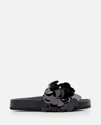 Rabanne Embellished Flat Sole Open Toe Sandal In Black