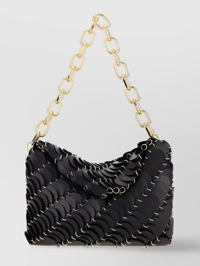 Rabanne Sparkle Sequin Scalloped Chain Shoulder Bag In Black