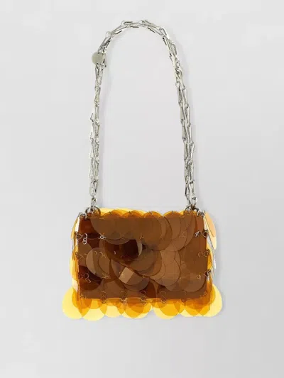 Rabanne Sparkle Transparent Chain Shoulder Bag Rectangle In Brown