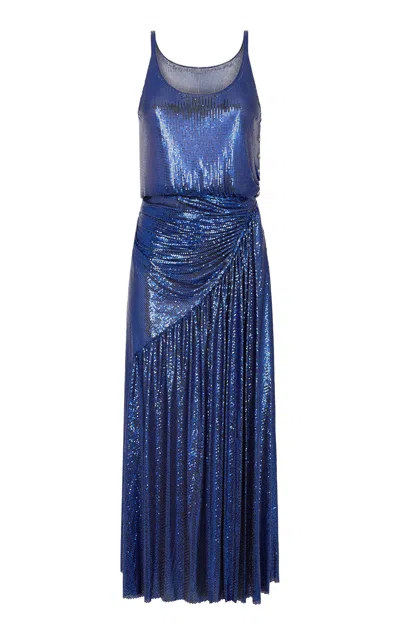 Rabanne Specialorder-metallic Mesh Midi Dress In Blue