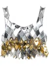 Rabanne Metallic Geometric Embellished Sleeveless Cropped Top In Gold