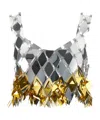 Rabanne Metallic Geometric Embellished Sleeveless Cropped Top In Gray