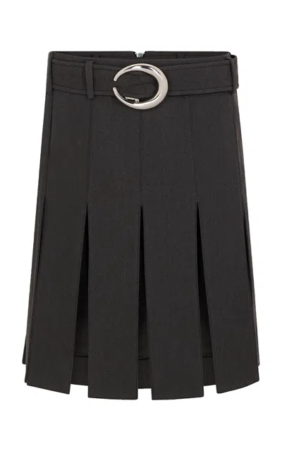 Rabanne Spliced Virgin-wool Knee-length Skirt In Grey