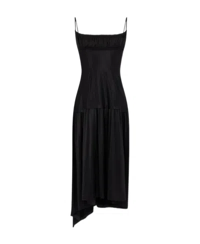 Rabanne Square-neck Asymmetric-hem Dress In Black