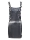 Rabanne Square-neck Metal-studded Mini Dress In Gray