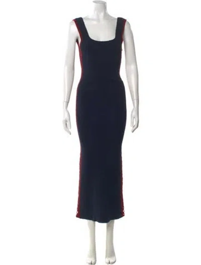 Pre-owned Rabanne Square Neckline Long Dress In Blue