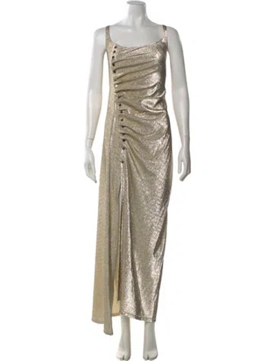 Pre-owned Rabanne Square Neckline Long Dress In Gold