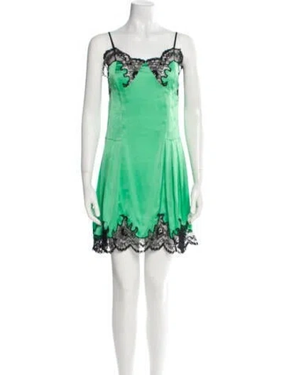 Pre-owned Rabanne Square Neckline Mini Dress In Green