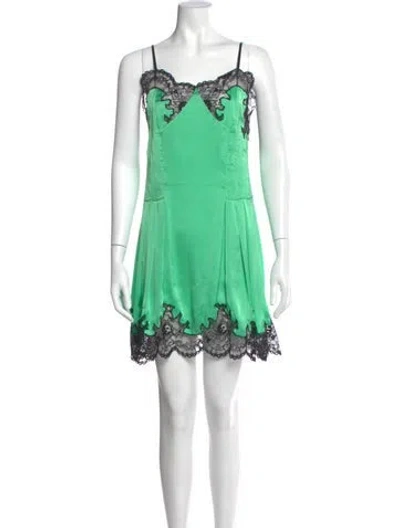 Pre-owned Rabanne Square Neckline Mini Dress In Green