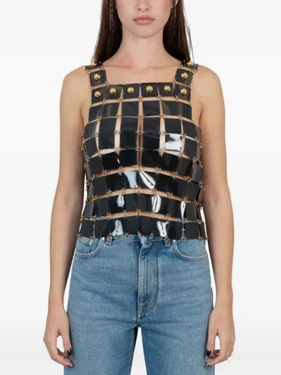 Rabanne Square-panelled Top In Black