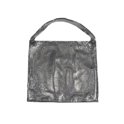 Rabanne Square-shaped Metallic Mesh Tote With Fixed Handle In Gray