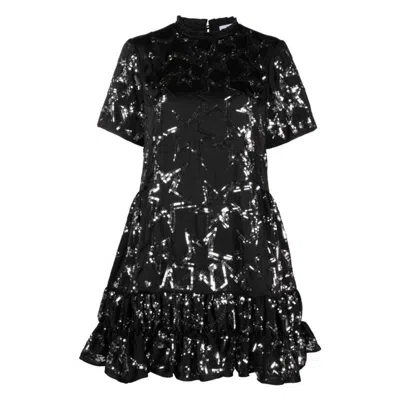 Rabanne Star Motif Sequin-embellished Dress In Silver Tone/black