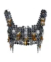 Rabanne Star-pendants Mirrored-discs Crop Top In Black