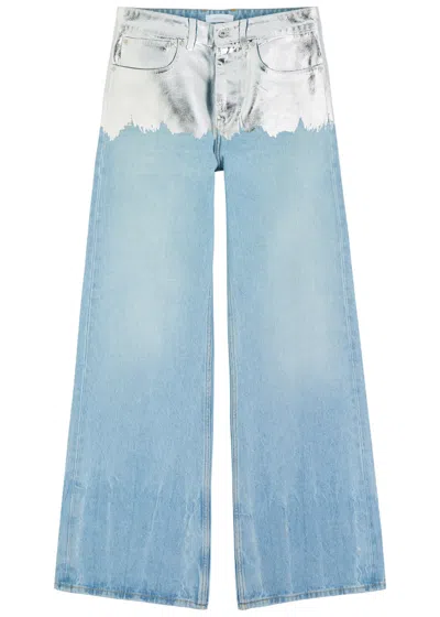 Rabanne Straight-leg Foiled Jeans