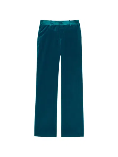 Rabanne Straight-leg Velvet Trousers In Blue