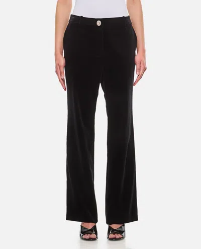 Rabanne Straight Velvet Pants In Schwarz