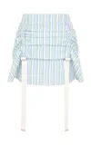 Rabanne Strap-detailed Striped Cotton Mini Skirt