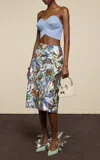 Rabanne Strapless Bustier Top In Blue