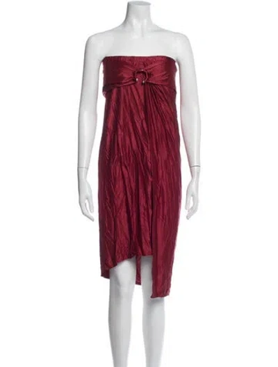 Pre-owned Rabanne Strapless Knee-length Dress In Red
