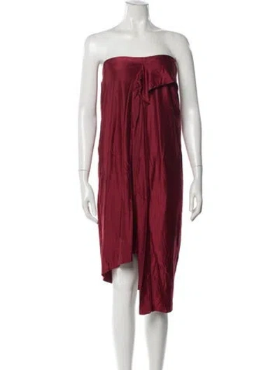 Pre-owned Rabanne Strapless Midi Length Dress In Red