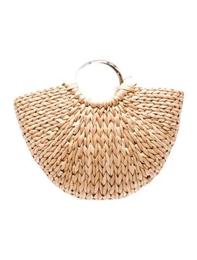 Pre-owned Rabanne Straw Top Handle Bag In Neutral