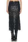 Rabanne Stretch Lace Skirt In Black