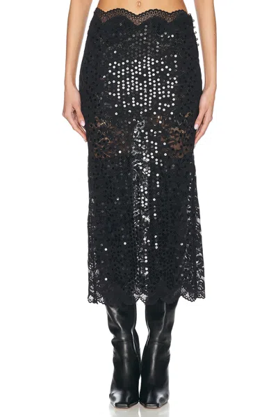 Rabanne Stretch Lace Skirt In Black