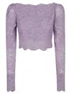 Rabanne Lavender Lace-effect Top With Boat Neckline In Lilac