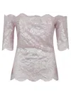Rabanne Off-the-shoulder Lace Top With Floral Patterns