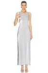 Rabanne Stretch Lurex Jersey Dress In Silver