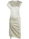 Rabanne Short-sleeved Draped Robe In Silver Gold