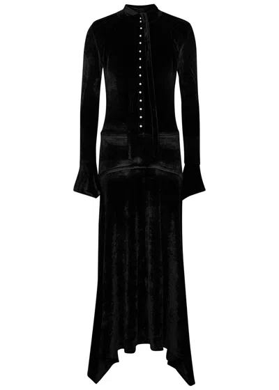 Rabanne Stretch-velvet Maxi Dress In Black