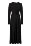 Rabanne Long-sleeve Gathered Midi Dress In Black