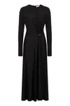 Rabanne Long-sleeve Gathered Midi Dress In Black In Black