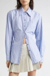 Rabanne Stripe Cotton Poplin Button-up Shirt In Purple
