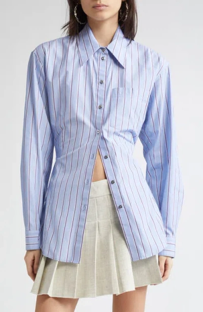 Rabanne Stripe Cotton Poplin Button-up Shirt In Purple