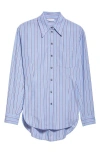 Rabanne Stripe Cotton Poplin Button-up Shirt In Stripes Blue/brown