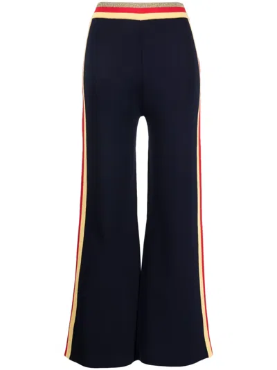 Rabanne Stripe-detail Flared Track Pants In Blue