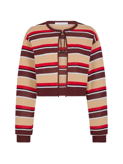 Rabanne Striped Bead-embellished Cardigan In Neutrals