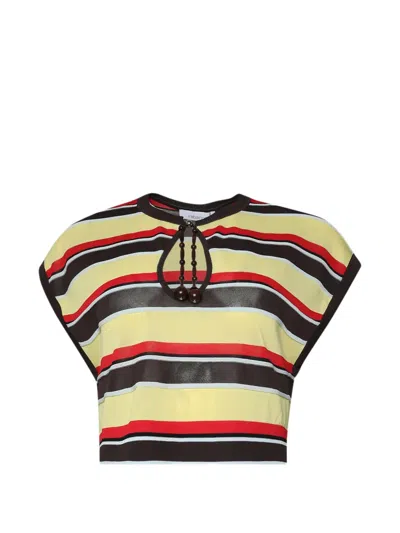 Rabanne Striped Bead-embellished Sweater In Animal Print