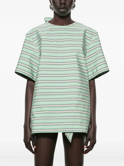 Rabanne Patterned Cotton Top In Green