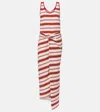 Rabanne Embellished Striped Stretch-jersey Midi Dress
