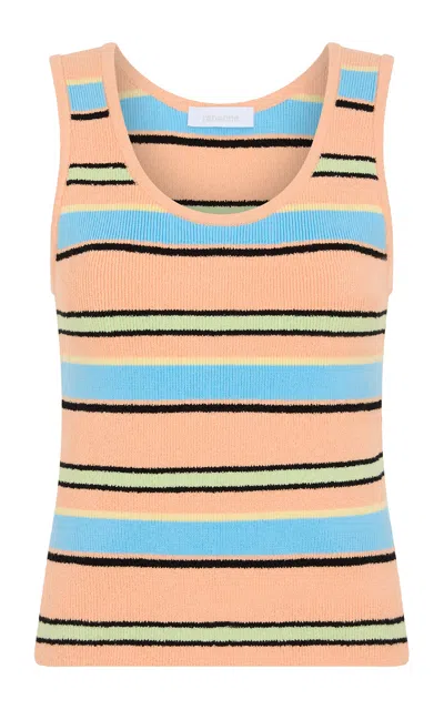 Rabanne Striped Cotton-blend Top In Multi
