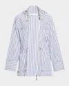 Rabanne Striped Cotton Hooded Zip Jacket In Blue/multi