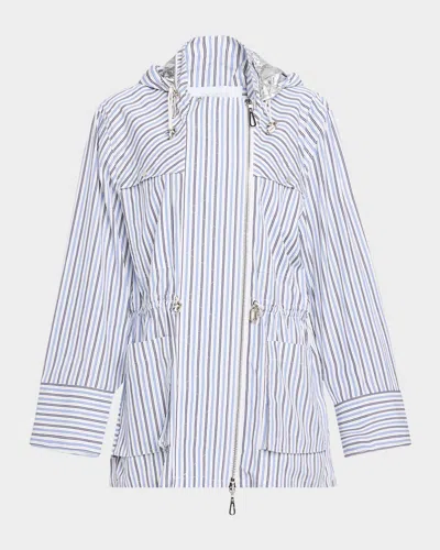 Rabanne Striped Cotton Hooded Zip Jacket In Blue/multi