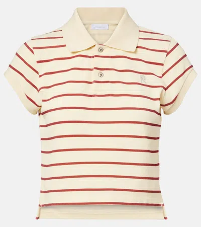 Rabanne Striped Cotton Piqué Polo Shirt In Neutral